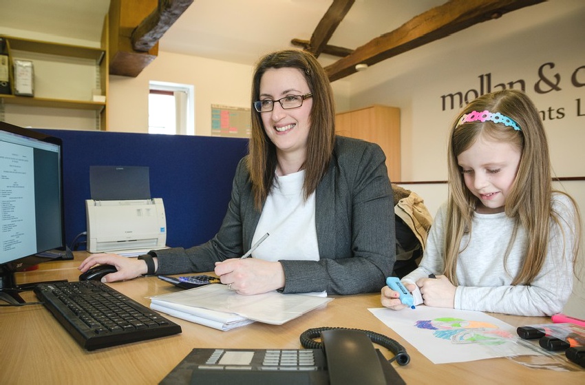 Female employee with daughter at Molan and Co